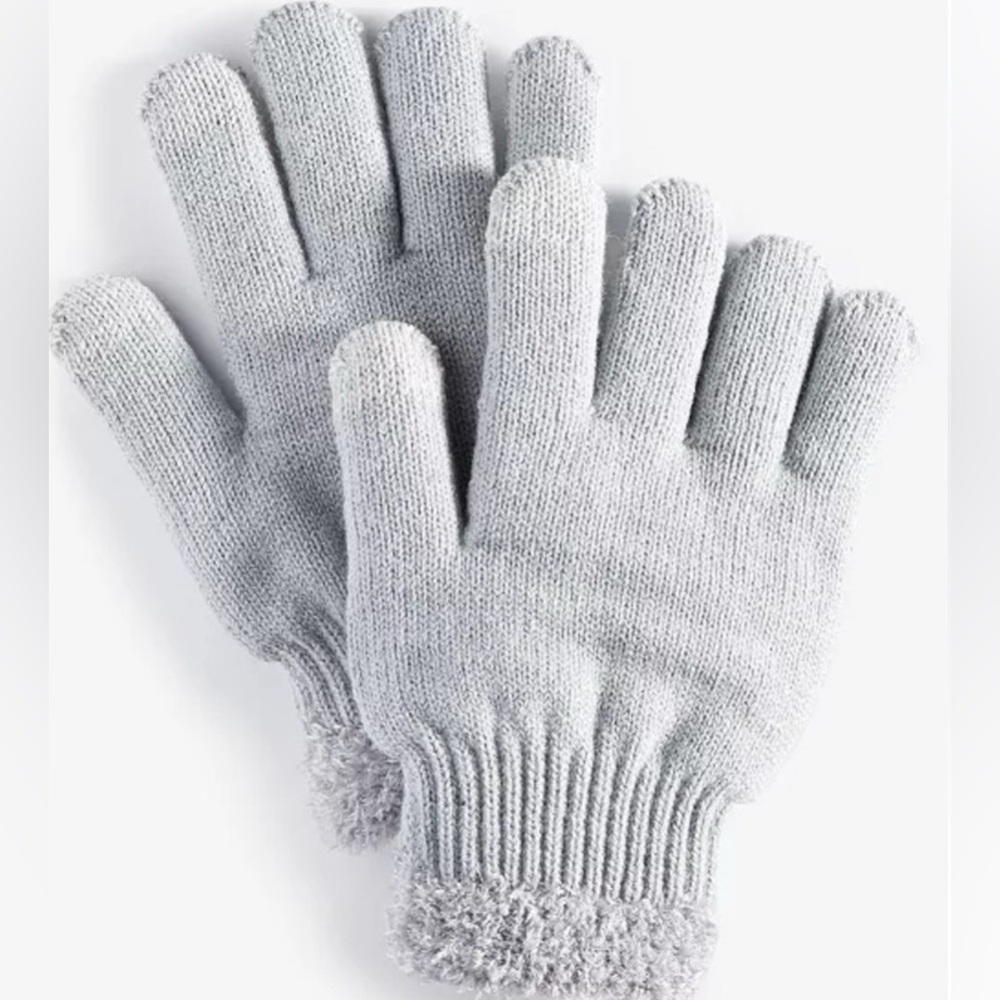 On 34th Women's Rib-Stitch Fuzzy-Cuff Gloves, 
Cozy Gray Knit Gloves
